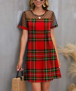 Best reviews of π IZURIA Red & Green Plaid Sheer-Accent Shift π Dress - π© Women & Plus π