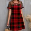 Cheapest ❤️ IZURIA Black & Red Plaid Sheer-Accent Shift 👗 Dress - Plus ⭐