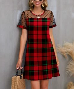 Cheapest β€οΈ IZURIA Black & Red Plaid Sheer-Accent Shift π Dress - Plus β