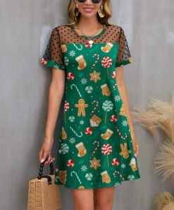 Best reviews of π€© IZURIA Green π¬ Candy Cane Mesh-Accent A-Line π Dress - Plus π