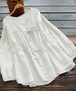 Brand new 🥰 IZURIA White Drawstring Shirred Button-Up Peasant Top - 👩 Women 👏
