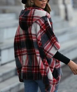 Outlet ✔️ IZURIA Black & Red Plaid Pocket Open-Front Fleece Jacket - 👩 Women 😉 -IZURIA Sales Store zu108992268 alt 2 tm1663716052