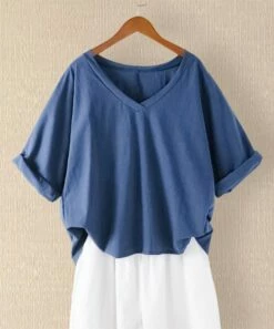 Top 10 ✔️ IZURIA Blue Short-Sleeve V-Neck Top - 👩 Women ✨