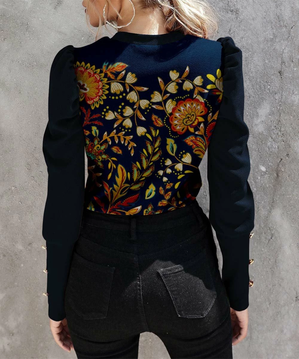 Cheapest π IZURIA Navy & Yellow Floral Button-Accent Balloon-Sleeve Top - π© Women & Plus π₯° 2 Cheapest π IZURIA Navy & Yellow Floral Button-Accent Balloon-Sleeve Top - π© Women & Plus π₯° - Image 2