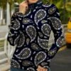 Discount 🧨 IZURIA Navy & White Paisley Floral-Accent Long-Sleeve Mock Neck Top - Plus 👍