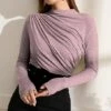 Hot Sale 🎉 IZURIA Pink Heather Ruched-Front Long-Sleeve Top - 👩 Women 🤩