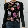 Cheap 🤩 IZURIA Black & Purple Floral Puff-Sleeve Top - 👩 Women & Plus 😉