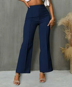 Deals 😀 IZURIA Dark Blue Elastic-Waist Straight-Leg Pants - 👩 Women & Plus 👏