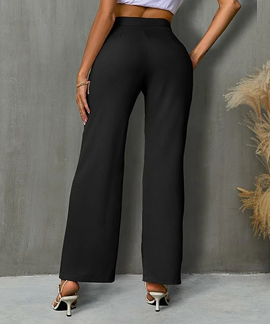 Top 10 🎁 IZURIA Black Elastic-Waist Straight-Leg Pants - Plus 👏 3 Top 10 🎁 IZURIA Black Elastic-Waist Straight-Leg Pants - Plus 👏 - Image 3