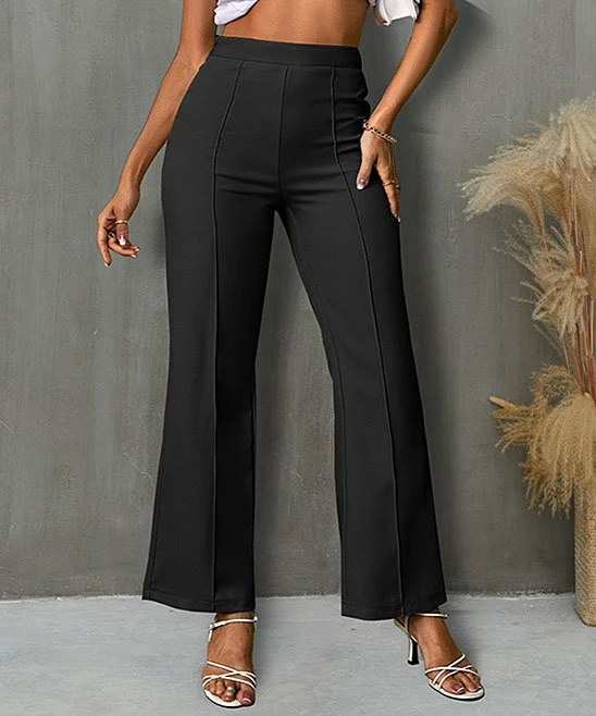 Top 10 🎁 IZURIA Black Elastic-Waist Straight-Leg Pants - Plus 👏 1 Top 10 🎁 IZURIA Black Elastic-Waist Straight-Leg Pants - Plus 👏