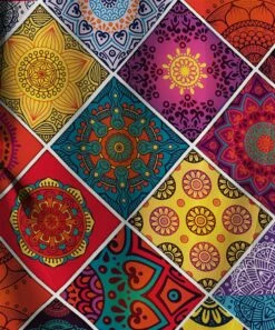 Deals 🌟 IZURIA Red & Blue Mandala Patchwork Bell-Sleeve Empire-Waist 👗 Dress - Plus ✔️ -IZURIA Sales Store zu98273580 alt 2 tm1628086215