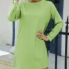 Promo 👏 IZURIA Grass Green Crewneck Long-Sleeve Shift 👗 Dress - Plus ✔️