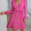 Deals ❤️ IZURIA Rose Pink Empire-Waist Surplice 👗 Dress - 👩 Women ⭐
