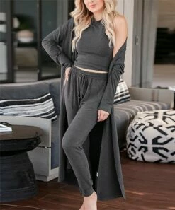 Best Sale β¨ IZURIA Charcoal Heather Knit Joggers Set - π© Women & Plus β