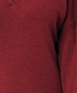 Buy ✨ IZURIA Burgundy Waffle-Knit Long-Sleeve Notch Neck Tunic - 👩 Women 🌟 -IZURIA Sales Store zu99105703 alt 2 tm1630506829