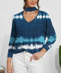 Best Sale 🛒 IZURIA Blue & Lake Blue Tie-Dye Button-Accent Tunic - 👩 Women 😉