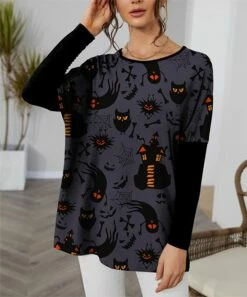 Best reviews of ⌛ IZURIA Plum & Orange Haunted House Owl Contrast-Sleeve Dolman Tunic - 👩 Women 🎁