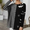 Hot Sale 🎉 IZURIA White & Black Stripe Jack-O'-Lantern Contrast-Sleeve Dolman Tunic - 👩 Women & Plus 🥰