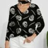 Promo 🌟 IZURIA Black Skull Keyhole Buttoned-Band Cutout Neck Top - 👩 Women ⭐
