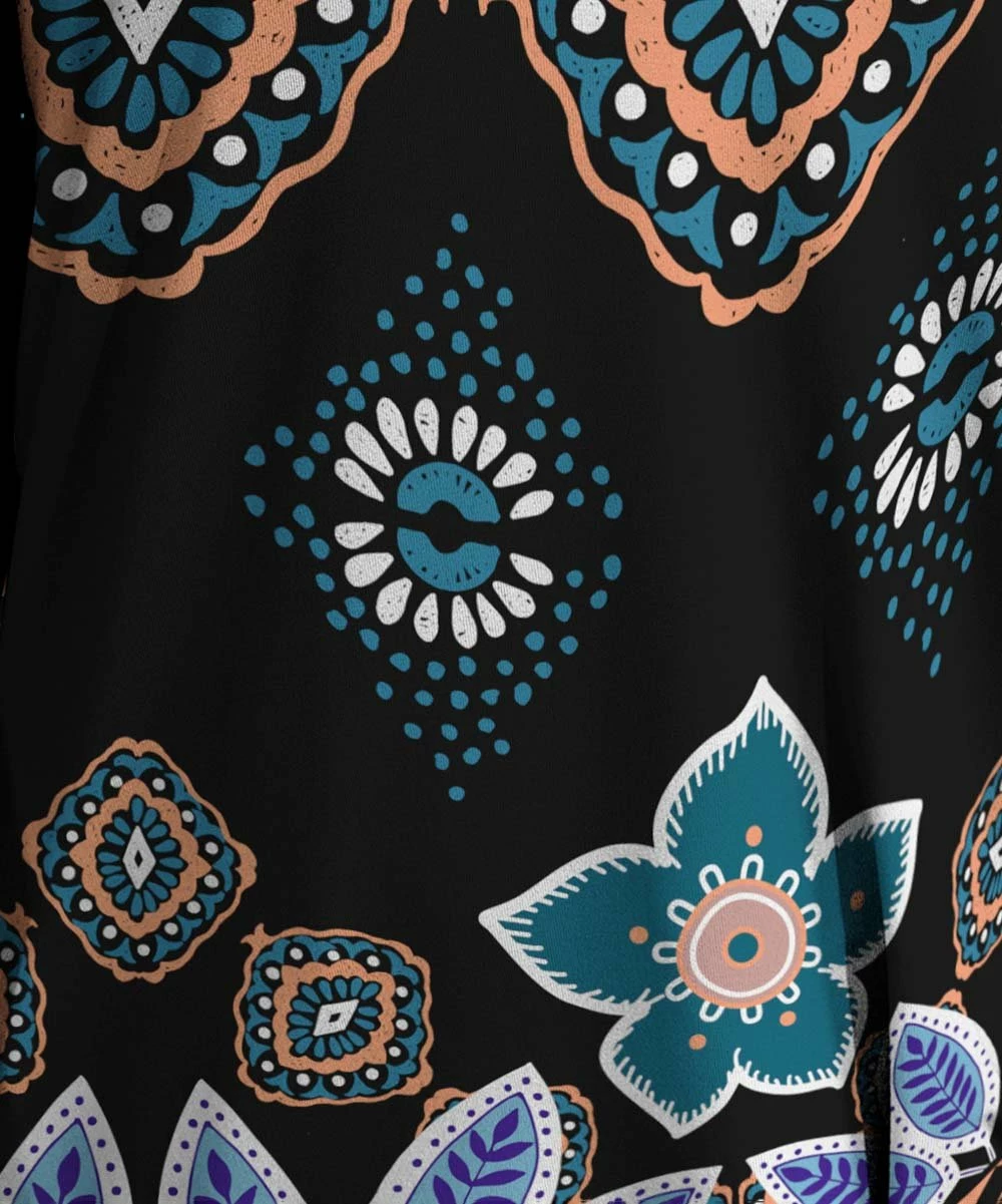 Best Pirce β¨ IZURIA Black & Blue Geometric V-Neck Three-Quarter Sleeve Top - Plus π 3 Best Pirce β¨ IZURIA Black & Blue Geometric V-Neck Three-Quarter Sleeve Top - Plus π - Image 3