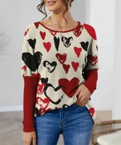 Cheap ⌛ IZURIA Apricot & Red Heart Balloon-Sleeve Waffle-Knit Tunic - 👩 Women & Plus 🧨