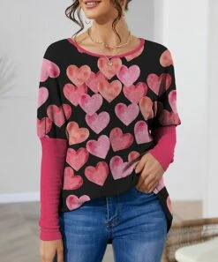 IZURIA Sales Store 27 Wholesale π IZURIA Black & Fuchsia Heart Waffle-Knit Balloon-Sleeve Tunic - Plus π