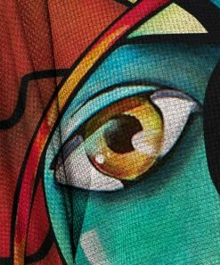 Best deal 🎁 IZURIA Burgundy Abstract Face Waffle-Knit Contrast Off-Shoulder Tunic - 👩 Women ✨ -IZURIA Sales Store zu99579169 alt 2 tm1632592086