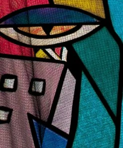 Buy 👏 IZURIA Blue & Fuchsia Abstract Face Waffle-Knit Contrast Off-Shoulder Tunic - Plus ⭐ -IZURIA Sales Store zu99579225 alt 2 tm1632592086