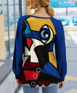 Cheapest ✨ IZURIA Royal Abstract Waffle-Knit Lantern-Sleeve Raglan Tunic - Plus 🛒 -IZURIA Sales Store zu99586627 alt 2 tm1632592086