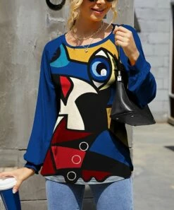 Cheapest ✨ IZURIA Royal Abstract Waffle-Knit Lantern-Sleeve Raglan Tunic - Plus 🛒