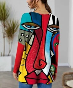 Wholesale ⭐ IZURIA Green & Yellow Forest Waffle Lantern-Sleeve Asymmetrical Top - 👩 Women 😉 -IZURIA Sales Store zu99587610 alt 2 tm1632319614