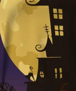 Budget 🤩 IZURIA Purple & Yellow Haunted House Mock Neck Flutter-Sleeve Top - 👩 Women & Plus ✔️ -IZURIA Sales Store zu99621214 alt 2 tm1631908158