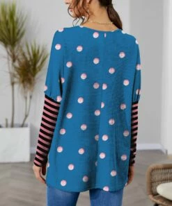 Buy 💯 IZURIA Blue & Pink Stripe Rooster Waffle-Knit Balloon-Sleeve Tunic - 👩 Women ✨ -IZURIA Sales Store zu99630090 alt 2 tm1632592526