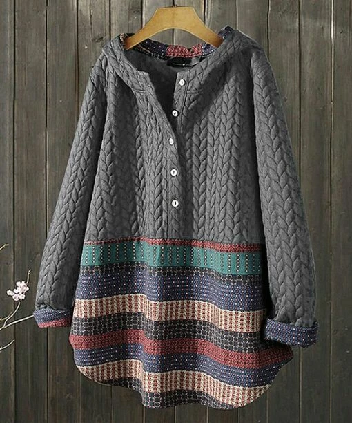 Best Pirce ⭐ IZURIA Gray Geometric Button-Front Jacket - Plus 🤩 -IZURIA Sales Store zu99631806 alt 2 tm1632494005