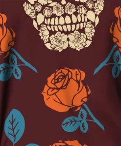 Best reviews of ✔️ IZURIA Wine & Orange Rose Skull Mock Neck Flutter-Sleeve Top - 👩 Women & Plus 🥰 -IZURIA Sales Store zu99632081 alt 2 tm1632243641