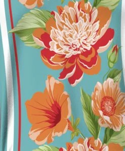 Discount 🤩 IZURIA Aqua & Orange Floral Stripe Mock-Neck Flutter-Sleeve Top - Plus 🌟 -IZURIA Sales Store zu99632173 alt 2 tm1632405541