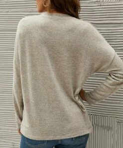 Cheap 👍 IZURIA Khaki V-Neck Sweater - 👩 Women ⭐ -IZURIA Sales Store zu99648210 alt 3 tm1631984818