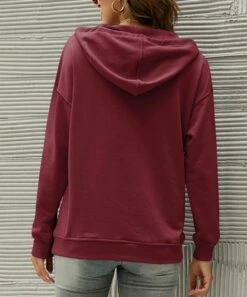 Discount 😍 IZURIA Wine Kangaroo-Pocket Snap-Button Hoodie - Plus 🔥 -IZURIA Sales Store zu99648218 alt 3 tm1632337905
