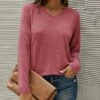 Coupon ❤️ IZURIA Red V-Neck Sweatshirt - 👩 Women 🔥