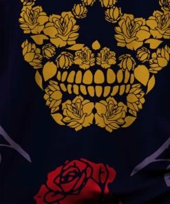 Promo 🌟 IZURIA Black & Red Rose Floral Skull Raglan Top - 👩 Women 💯 -IZURIA Sales Store zu99722968 alt 2 tm1632243641