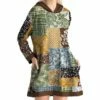 Budget 🔥 IZURIA Coffee & Green Patchwork Pocket Hooded Shift 👗 Dress - 👩 Women ⭐