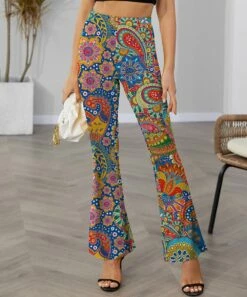 Cheapest π IZURIA Blue & Yellow Paisley Elastic-Waist Flare Pants - π© Women β€οΈ